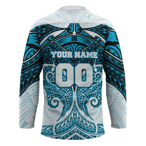 Personalized Cronulla-Sutherland Sharks Hockey Jersey Polynesian Tribal Pattern Style