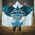 Personalized Cronulla-Sutherland Sharks Hooded Blanket Polynesian Tribal Pattern Style