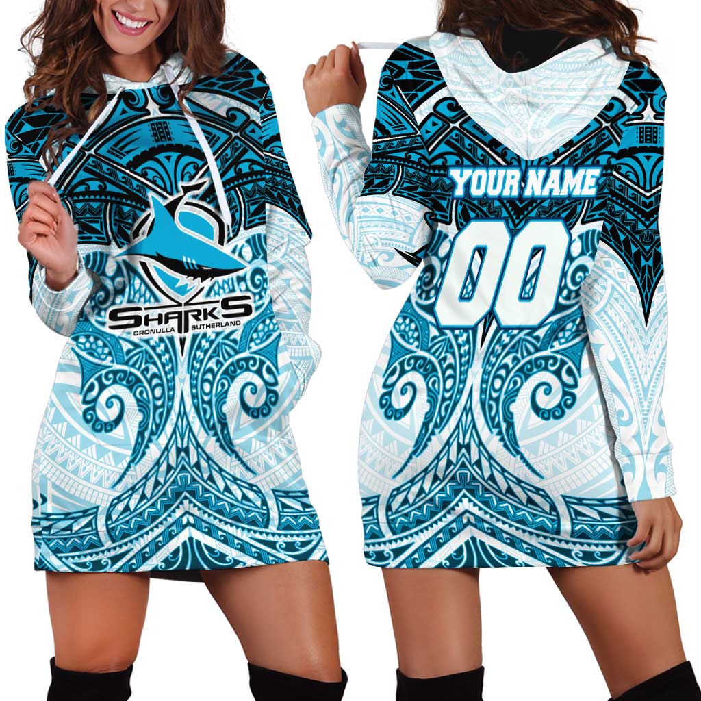 Personalized Cronulla-Sutherland Sharks Hoodie Dress Polynesian Tribal Pattern Style