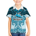 Personalized Cronulla-Sutherland Sharks Kid Hawaiian Shirt Polynesian Tribal Pattern Style