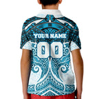 Personalized Cronulla-Sutherland Sharks Kid Polo Shirt Polynesian Tribal Pattern Style