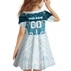 Personalized Cronulla-Sutherland Sharks Kid Short Sleeve Dress Polynesian Tribal Pattern Style