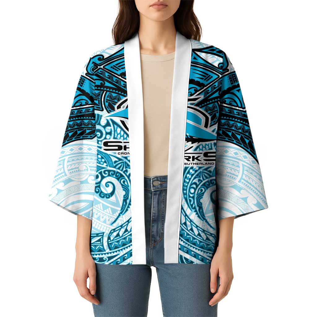 Personalized Cronulla-Sutherland Sharks Kimono Polynesian Tribal Pattern Style