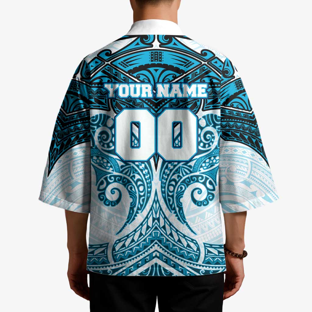 Personalized Cronulla-Sutherland Sharks Kimono Polynesian Tribal Pattern Style