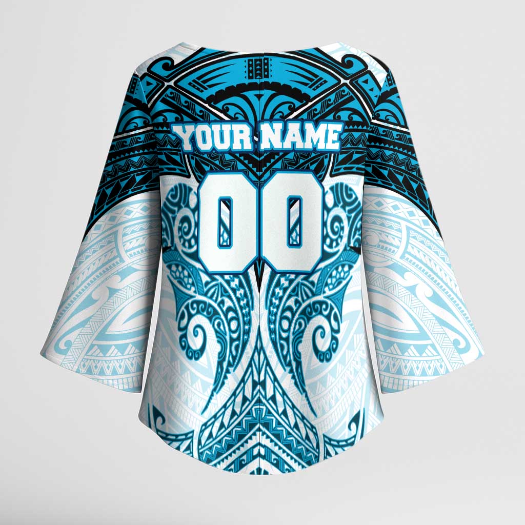 Personalized Cronulla-Sutherland Sharks Kimono Sleeve Blouse Polynesian Tribal Pattern Style