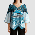 Personalized Cronulla-Sutherland Sharks Kimono Sleeve Blouse Polynesian Tribal Pattern Style