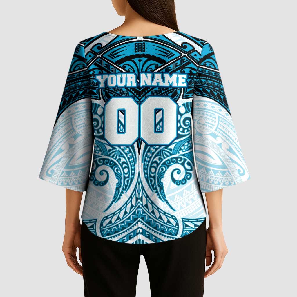 Personalized Cronulla-Sutherland Sharks Kimono Sleeve Blouse Polynesian Tribal Pattern Style