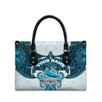 Personalized Cronulla-Sutherland Sharks Leather Bag Polynesian Tribal Pattern Style