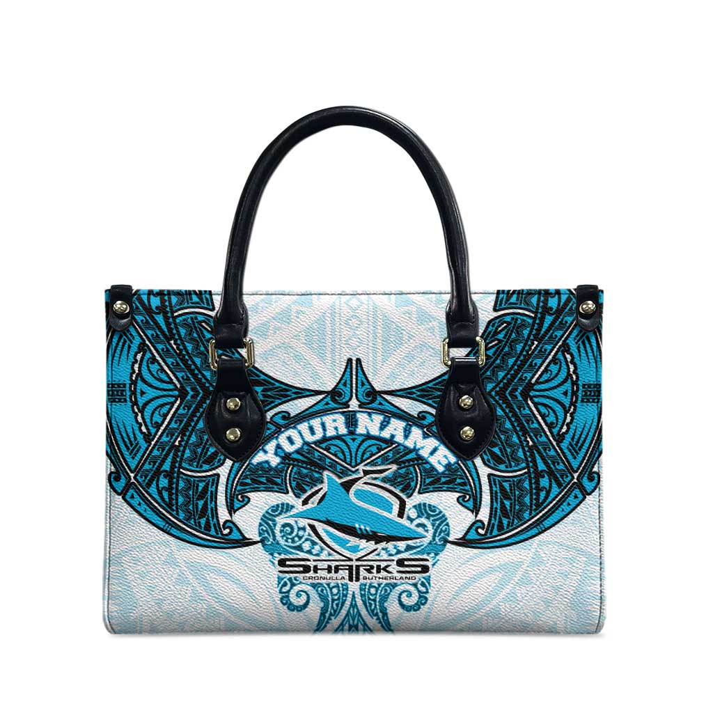 Personalized Cronulla-Sutherland Sharks Leather Bag Polynesian Tribal Pattern Style
