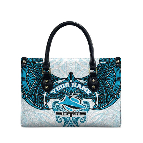 Personalized Cronulla-Sutherland Sharks Leather Bag Polynesian Tribal Pattern Style