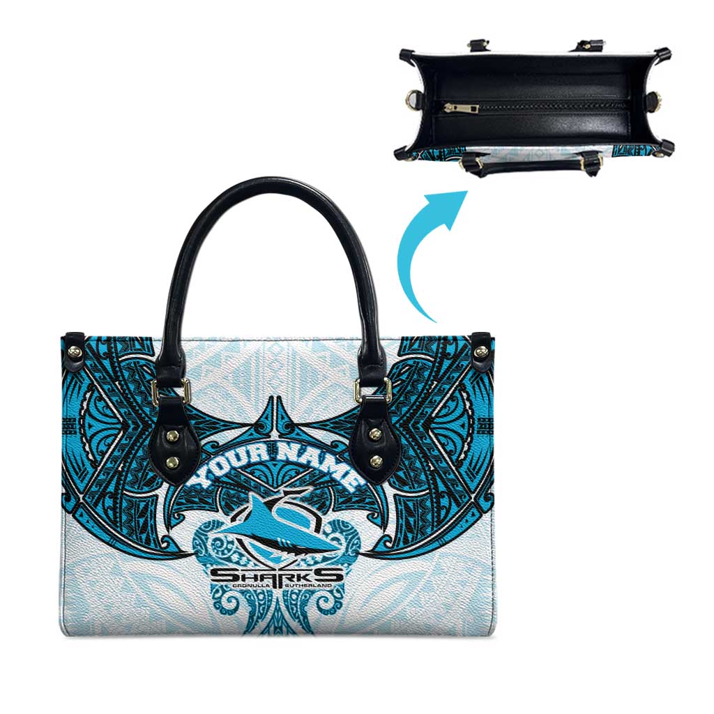 Personalized Cronulla-Sutherland Sharks Leather Bag Polynesian Tribal Pattern Style