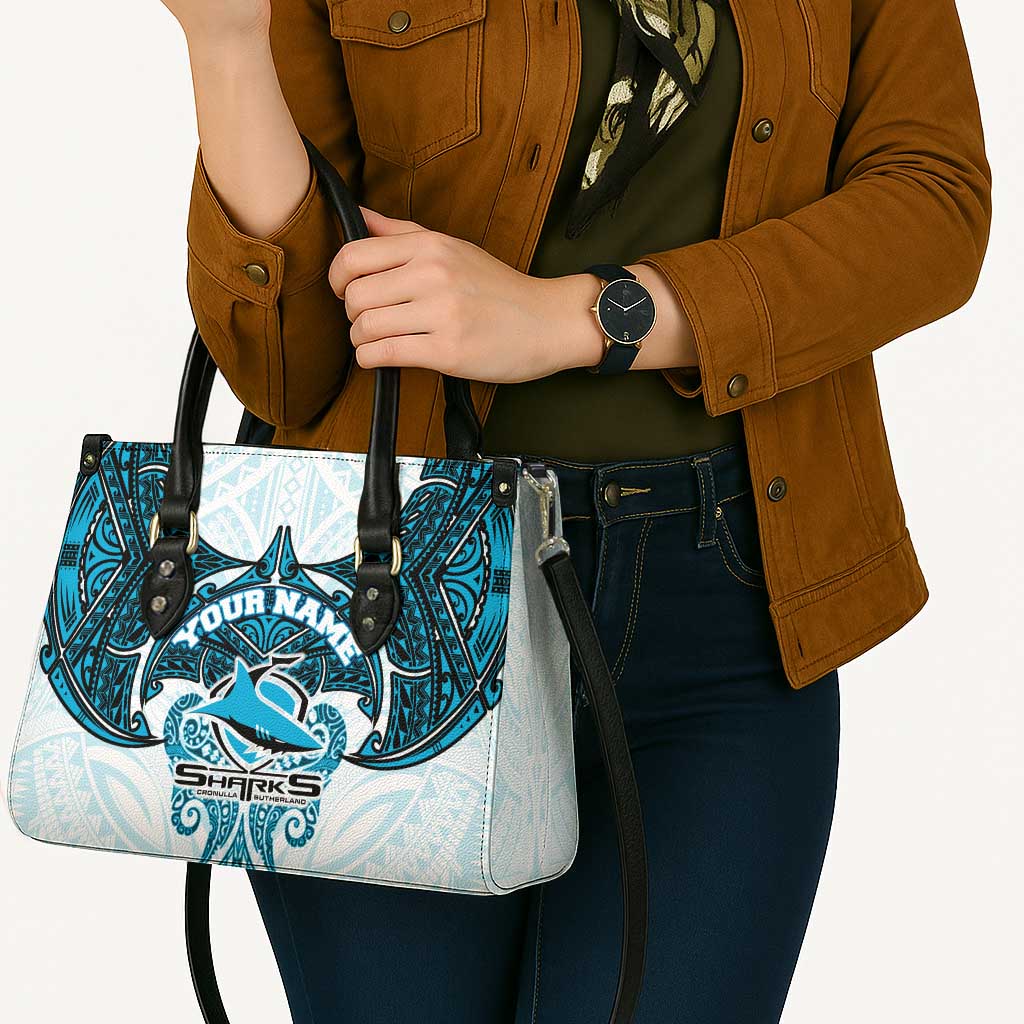 Personalized Cronulla-Sutherland Sharks Leather Bag Polynesian Tribal Pattern Style