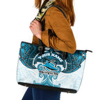 Personalized Cronulla-Sutherland Sharks Leather Tote Bag Polynesian Tribal Pattern Style