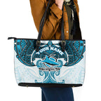 Personalized Cronulla-Sutherland Sharks Leather Tote Bag Polynesian Tribal Pattern Style