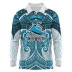 Personalized Cronulla-Sutherland Sharks Long Sleeve Polo Shirt Polynesian Tribal Pattern Style