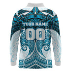 Personalized Cronulla-Sutherland Sharks Long Sleeve Polo Shirt Polynesian Tribal Pattern Style