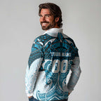 Personalized Cronulla-Sutherland Sharks Long Sleeve Polo Shirt Polynesian Tribal Pattern Style