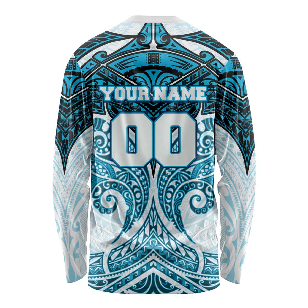Personalized Cronulla-Sutherland Sharks Long Sleeve Shirt Polynesian Tribal Pattern Style
