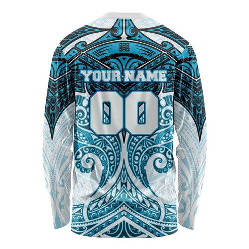 Personalized Cronulla-Sutherland Sharks Long Sleeve Shirt Polynesian Tribal Pattern Style