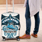 Personalized Cronulla-Sutherland Sharks Luggage Cover Polynesian Tribal Pattern Style