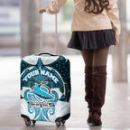 Personalized Cronulla-Sutherland Sharks Luggage Cover Polynesian Tribal Pattern Style