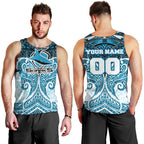 Personalized Cronulla-Sutherland Sharks Men Tank Top Polynesian Tribal Pattern Style