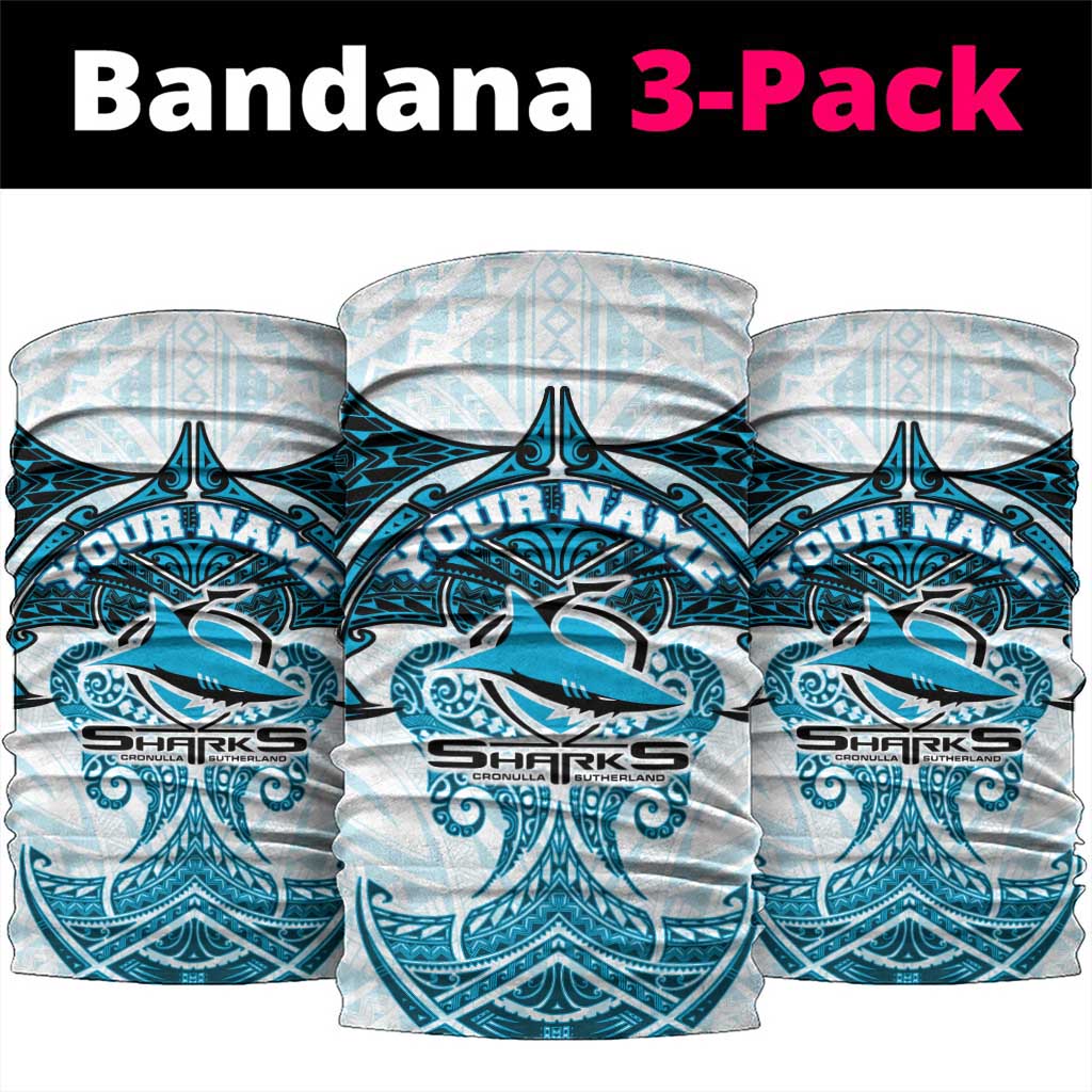 Personalized Cronulla-Sutherland Sharks Neck Gaiter Polynesian Tribal Pattern Style