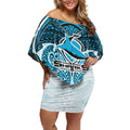 Personalized Cronulla-Sutherland Sharks Off Shoulder Short Dress Polynesian Tribal Pattern Style
