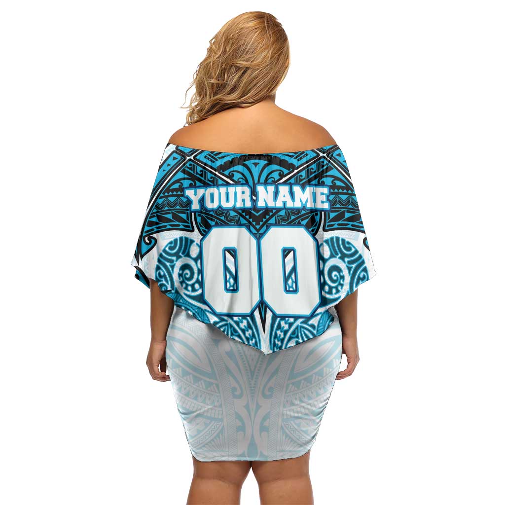 Personalized Cronulla-Sutherland Sharks Off Shoulder Short Dress Polynesian Tribal Pattern Style