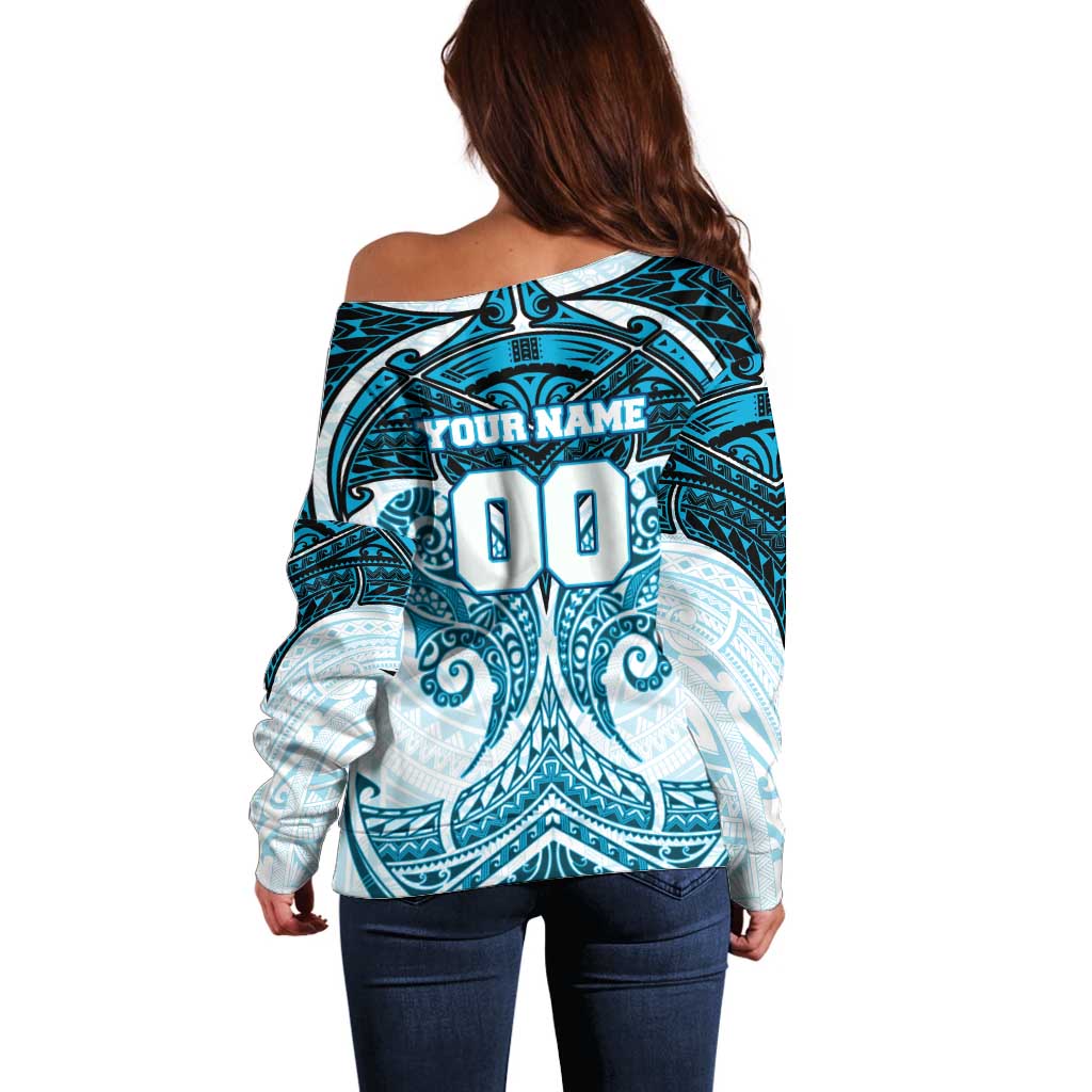 Personalized Cronulla-Sutherland Sharks Off Shoulder Sweater Polynesian Tribal Pattern Style