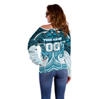 Personalized Cronulla-Sutherland Sharks Off Shoulder Sweater Polynesian Tribal Pattern Style