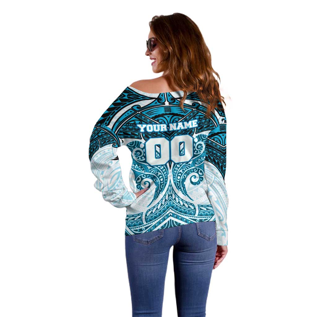 Personalized Cronulla-Sutherland Sharks Off Shoulder Sweater Polynesian Tribal Pattern Style