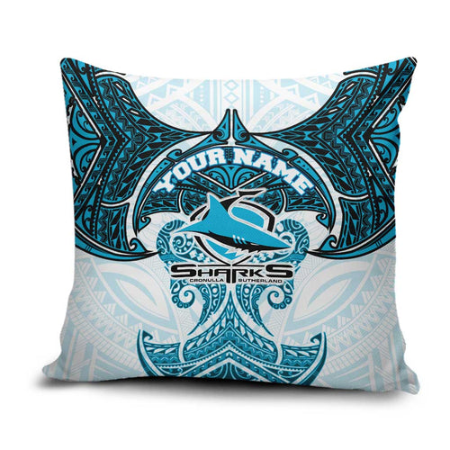 Personalized Cronulla-Sutherland Sharks Pillow Cover Polynesian Tribal Pattern Style