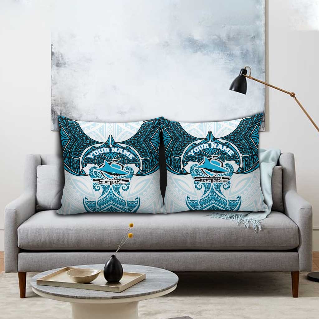 Personalized Cronulla-Sutherland Sharks Pillow Cover Polynesian Tribal Pattern Style