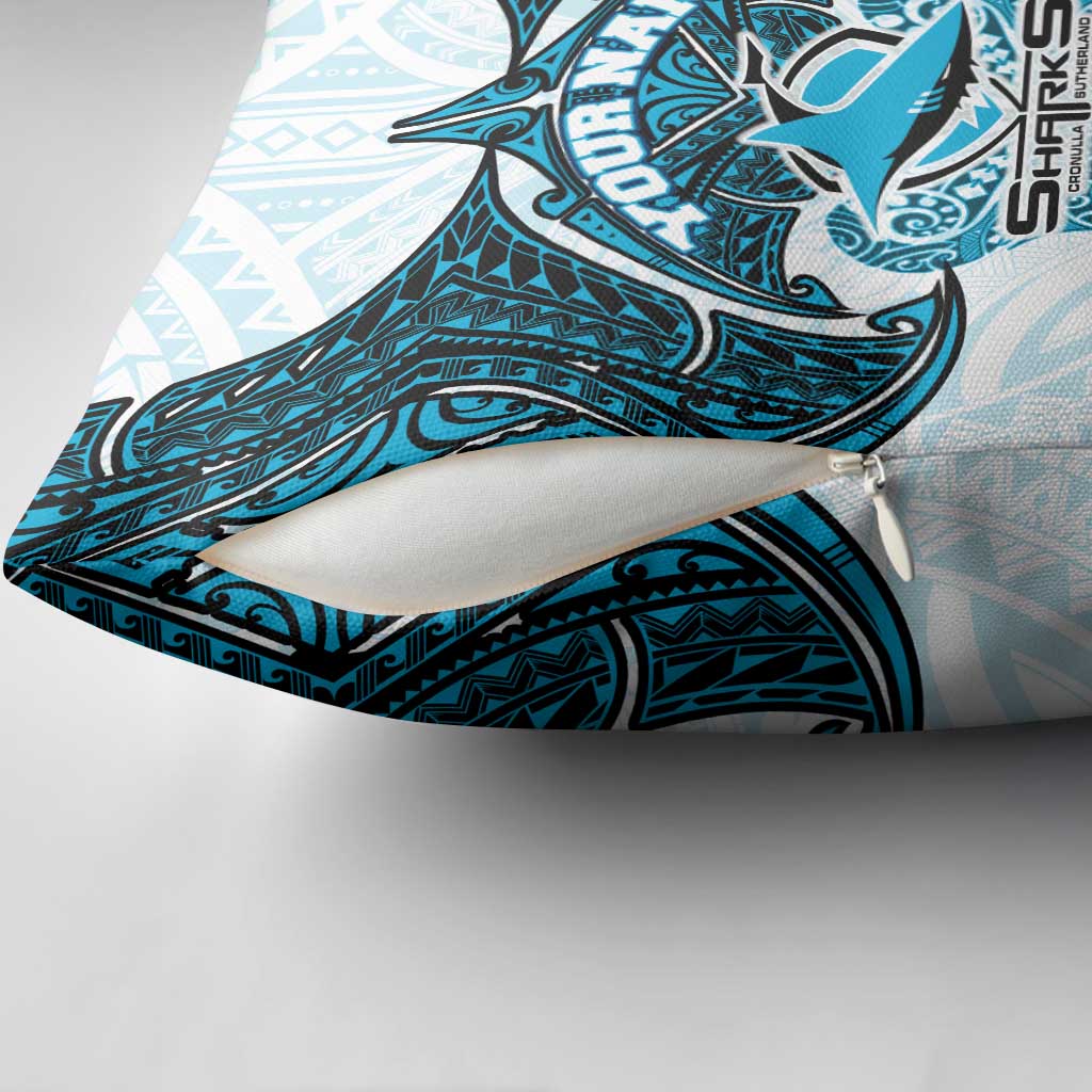 Personalized Cronulla-Sutherland Sharks Pillow Cover Polynesian Tribal Pattern Style