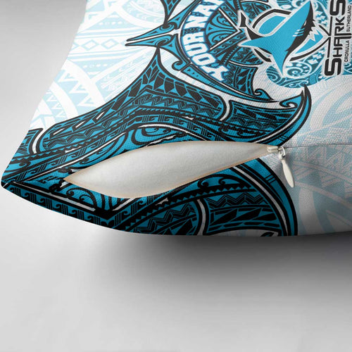Personalized Cronulla-Sutherland Sharks Pillow Cover Polynesian Tribal Pattern Style