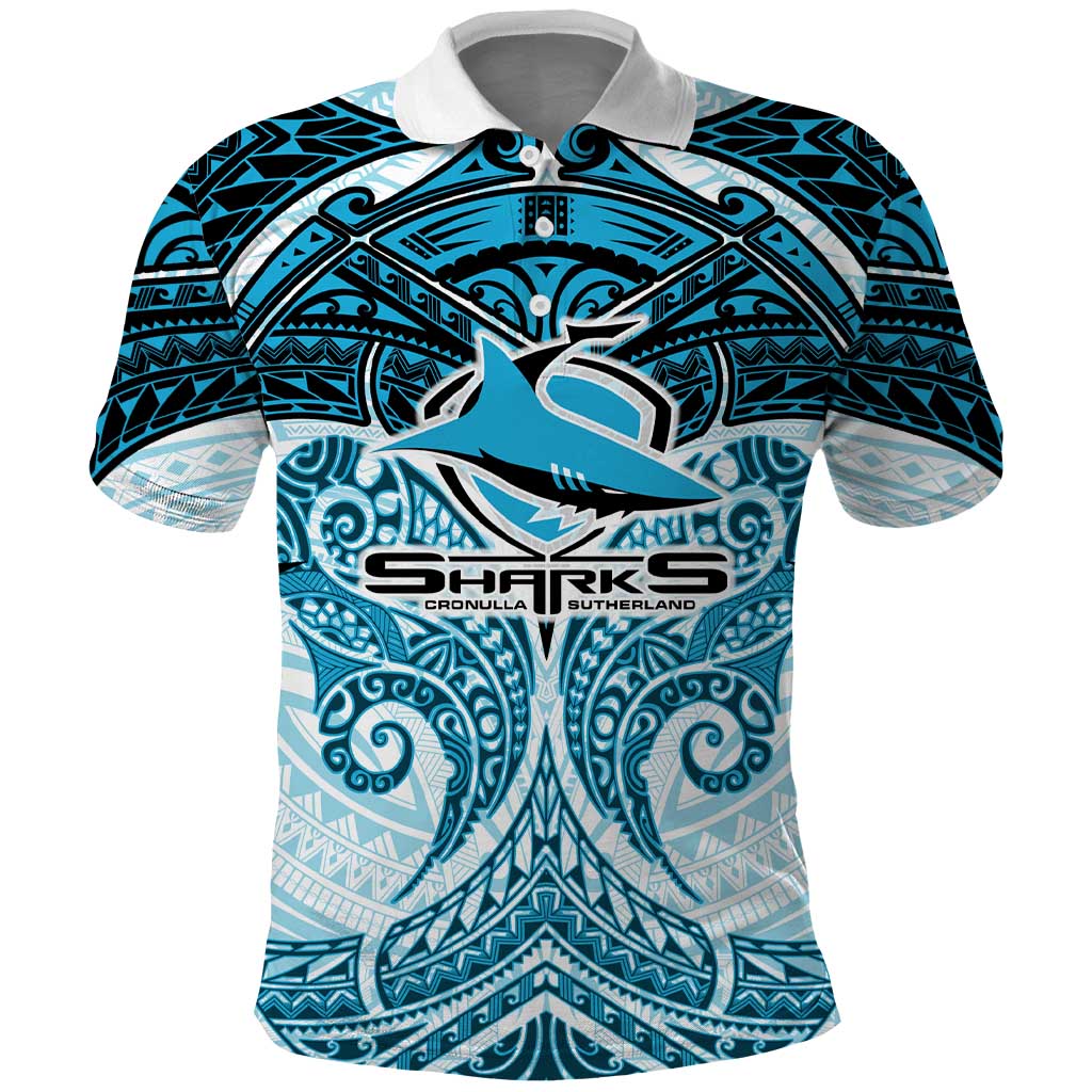 Personalized Cronulla-Sutherland Sharks Polo Shirt Polynesian Tribal Pattern Style
