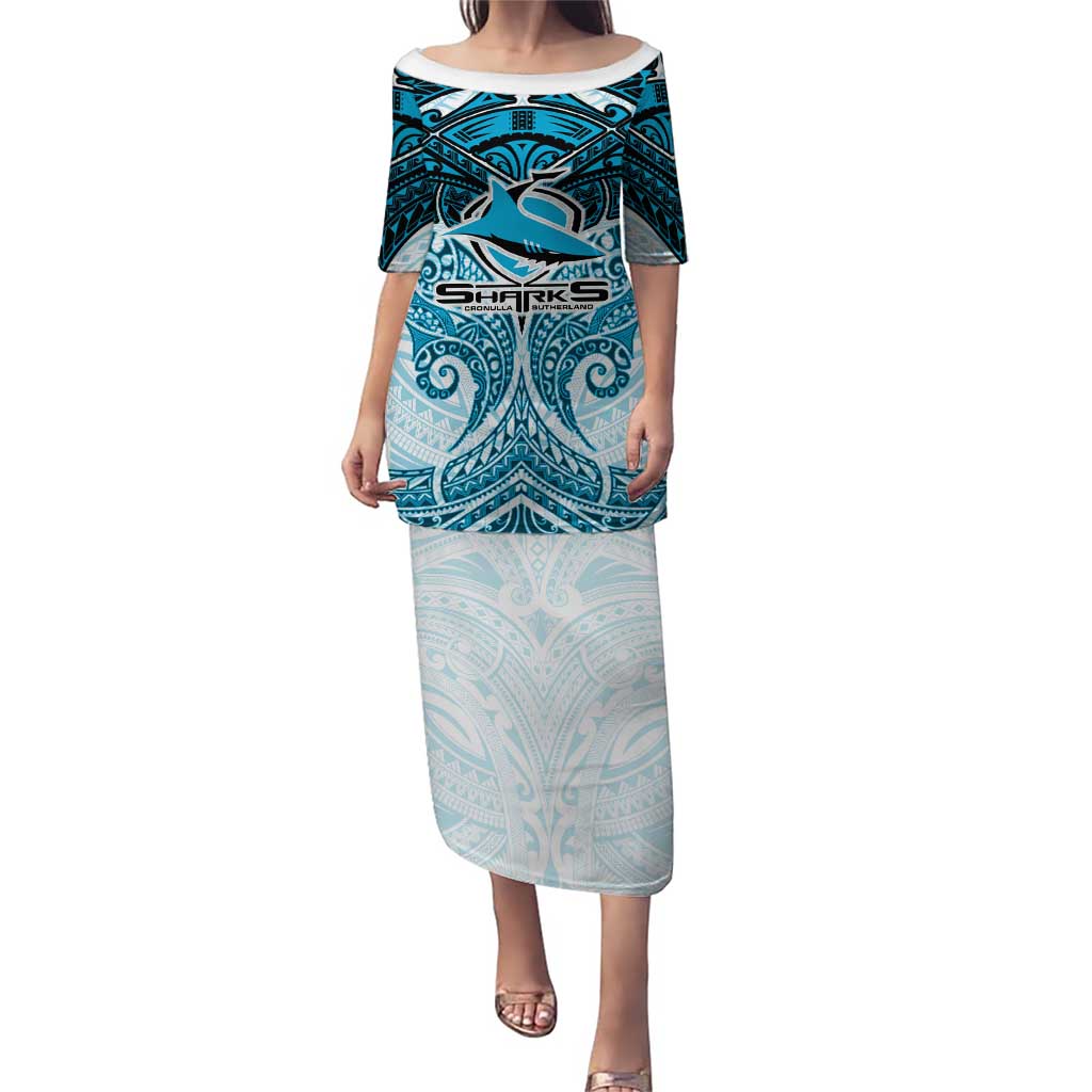 Personalized Cronulla-Sutherland Sharks Puletasi Polynesian Tribal Pattern Style