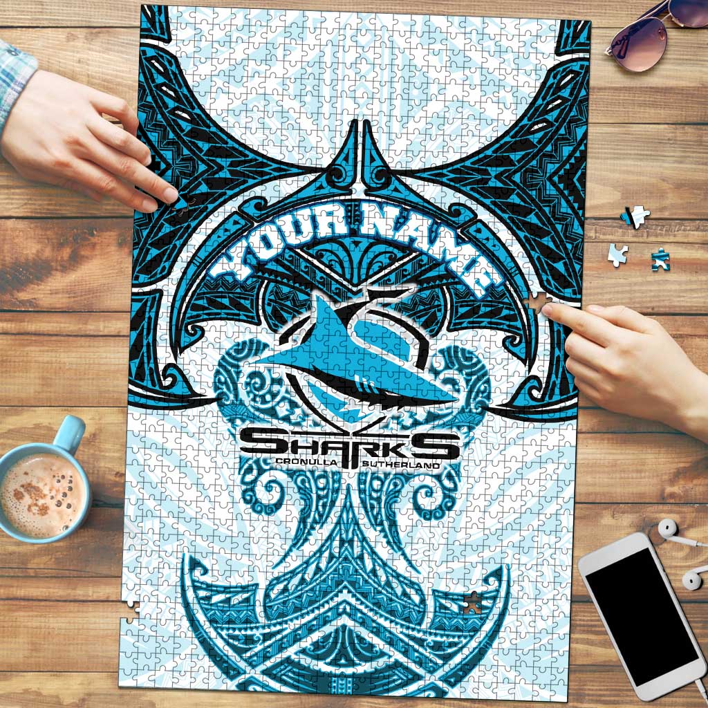 Personalized Cronulla-Sutherland Sharks Puzzle Polynesian Tribal Pattern Style