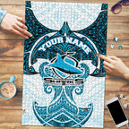 Personalized Cronulla-Sutherland Sharks Puzzle Polynesian Tribal Pattern Style