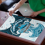 Personalized Cronulla-Sutherland Sharks Puzzle Polynesian Tribal Pattern Style