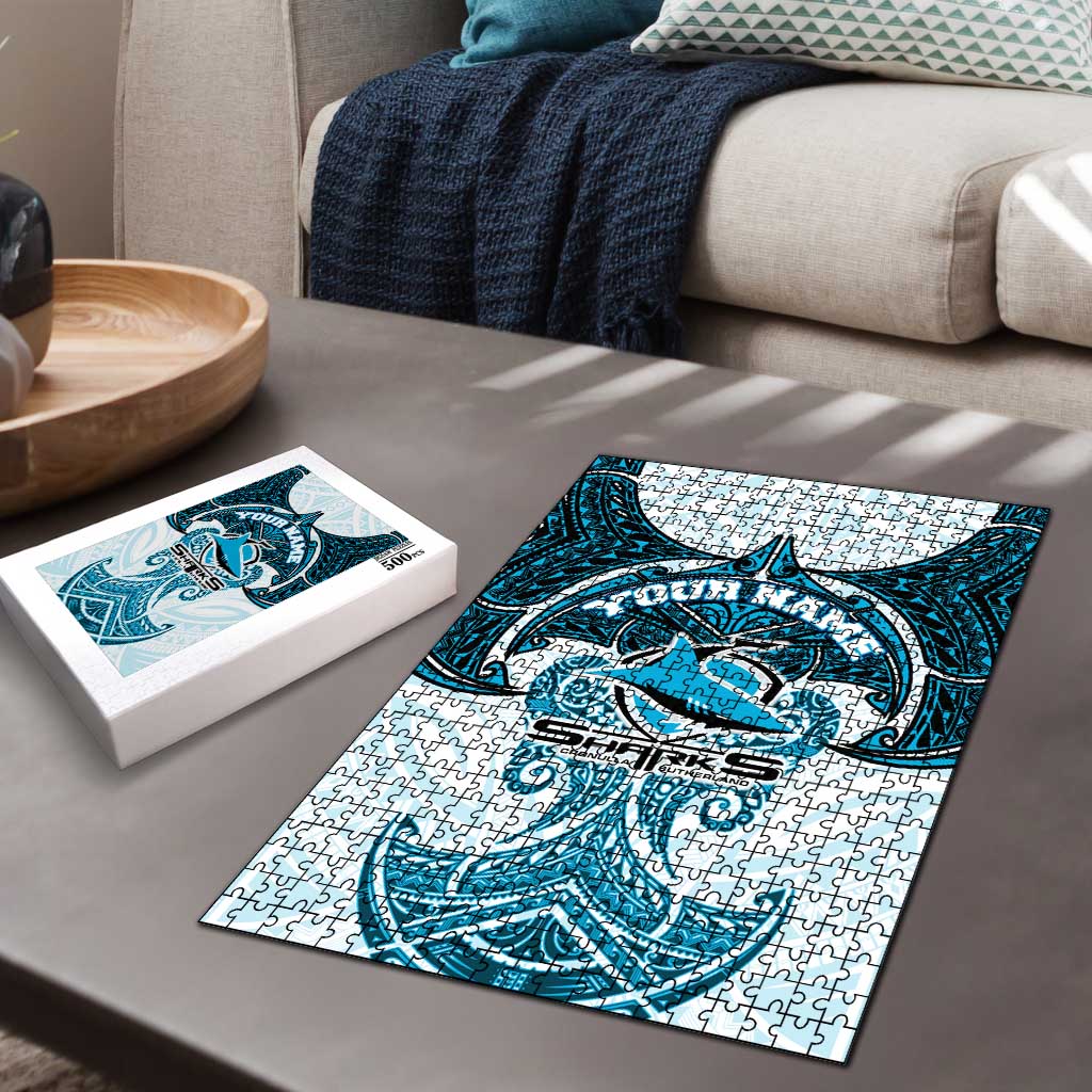 Personalized Cronulla-Sutherland Sharks Puzzle Polynesian Tribal Pattern Style