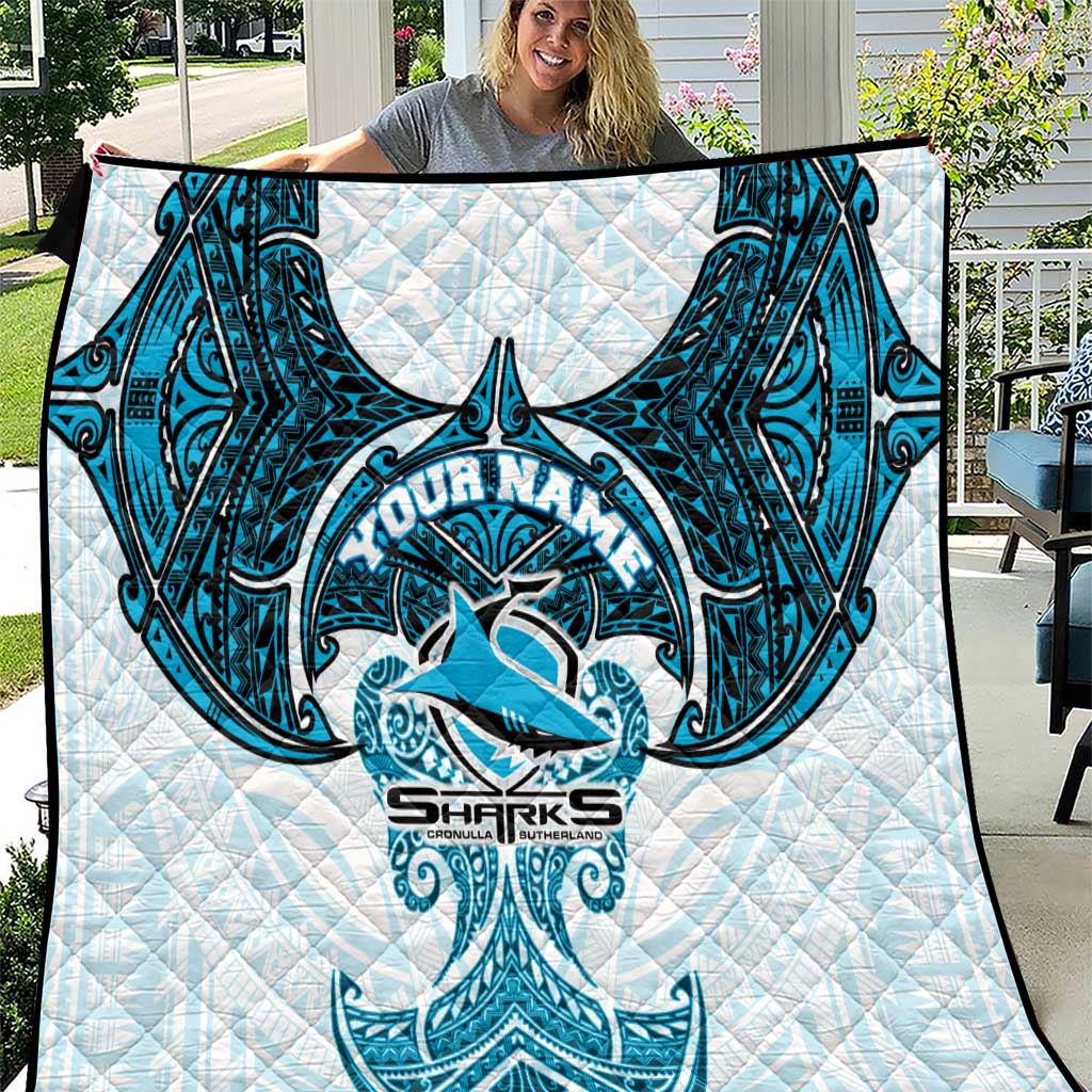 Personalized Cronulla-Sutherland Sharks Quilt Polynesian Tribal Pattern Style