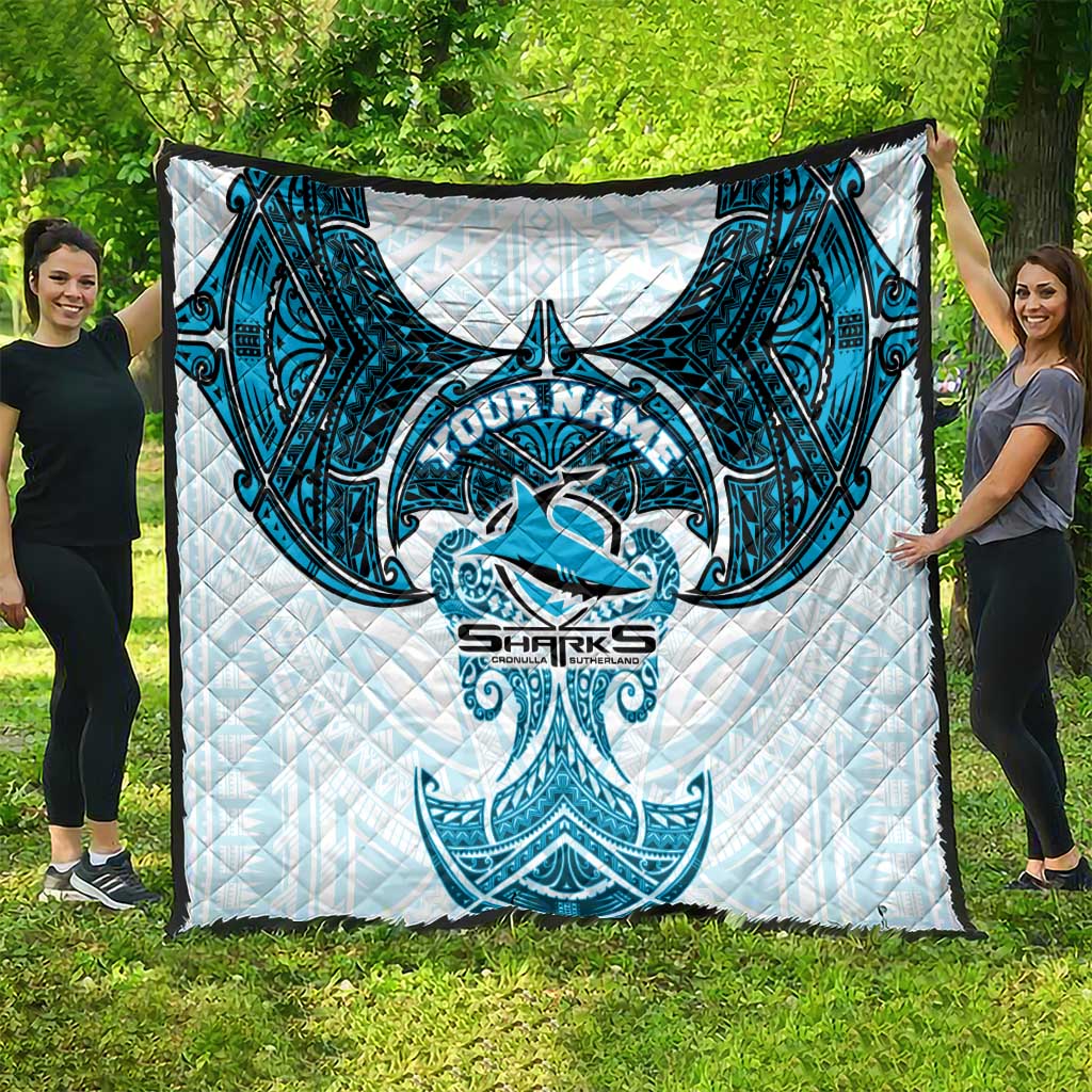 Personalized Cronulla-Sutherland Sharks Quilt Polynesian Tribal Pattern Style