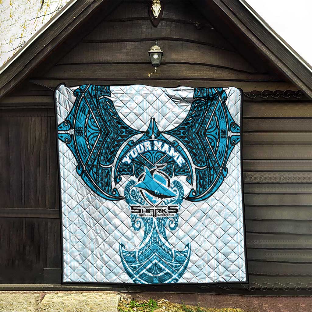 Personalized Cronulla-Sutherland Sharks Quilt Polynesian Tribal Pattern Style