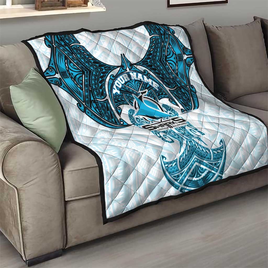 Personalized Cronulla-Sutherland Sharks Quilt Polynesian Tribal Pattern Style