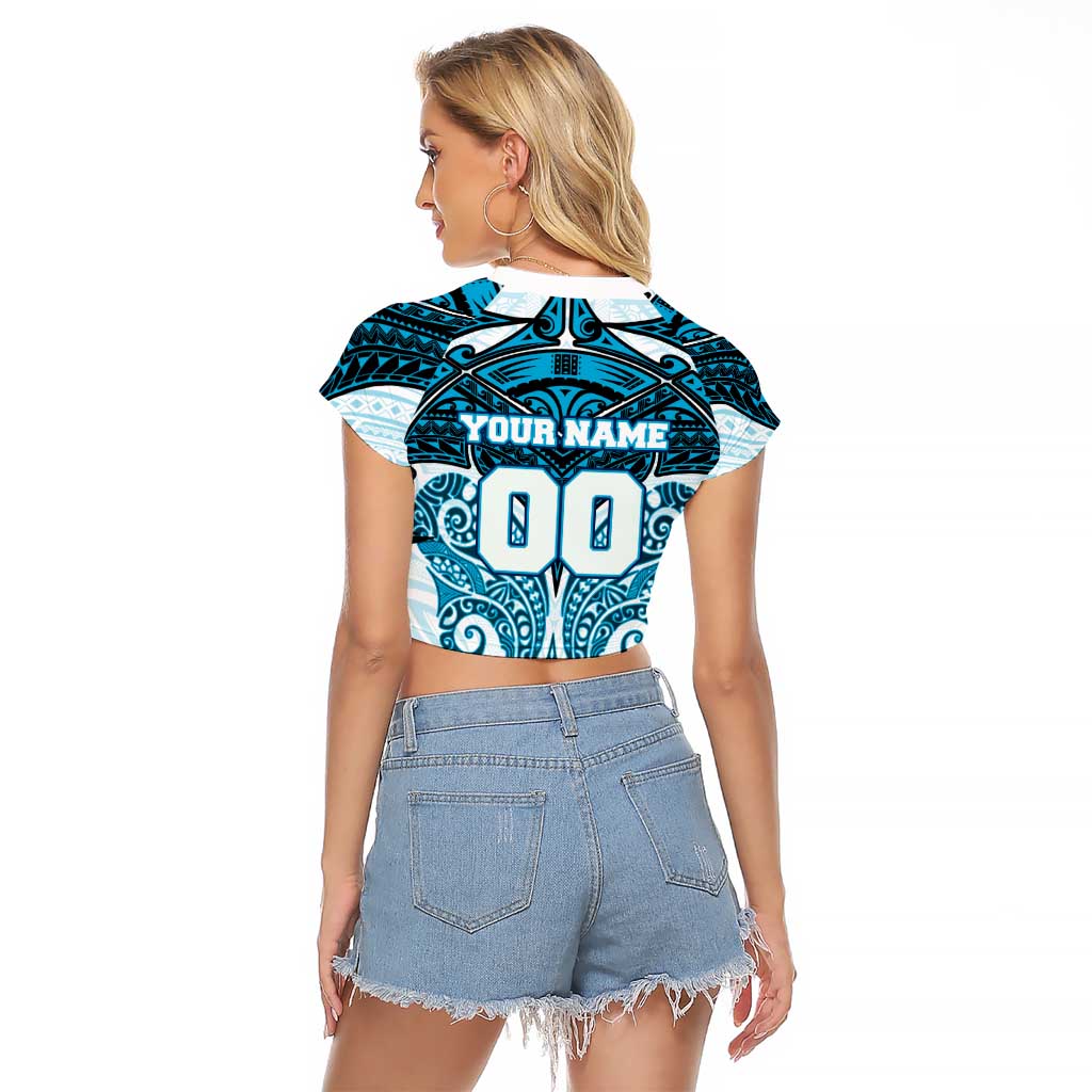 Personalized Cronulla-Sutherland Sharks Raglan Cropped T Shirt Polynesian Tribal Pattern Style