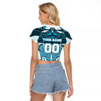 Personalized Cronulla-Sutherland Sharks Raglan Cropped T Shirt Polynesian Tribal Pattern Style