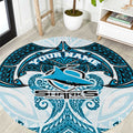 Personalized Cronulla-Sutherland Sharks Round Carpet Polynesian Tribal Pattern Style