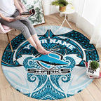 Personalized Cronulla-Sutherland Sharks Round Carpet Polynesian Tribal Pattern Style